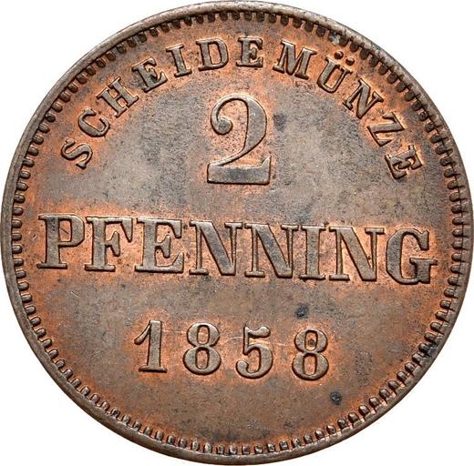 Реверс монеты - 2 пфеннига 1858 года - цена  монеты - Бавария, Максимилиан II