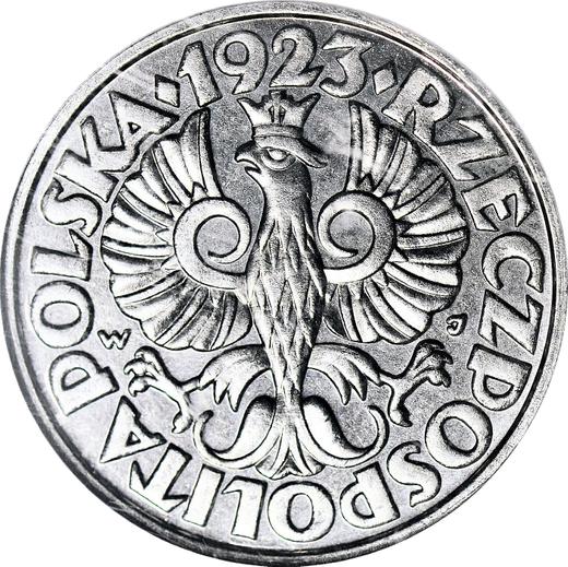 Аверс монеты - Пробные 50 грошей 1923 года WJ Никель HUGUENIN - цена  монеты - Польша, II Республика