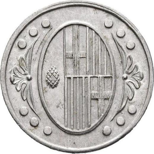 Awers monety - 1 peseta bez daty (1936-1939) "L'Ametlla del Vallès" Nominał literowy - cena  monety - Hiszpania, II Rzeczpospolita