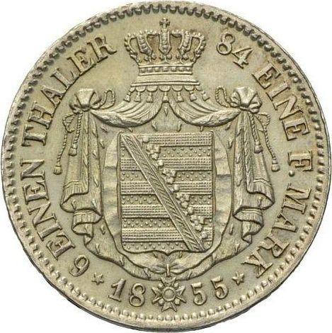 Reverso 1/6 tálero 1855 F - valor de la moneda de plata - Sajonia, Juan
