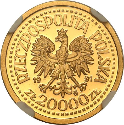 Аверс монеты - Пробные 20000 злотых 1991 года MW ET "Иоанн Павел II" Золото - цена золотой монеты - Польша, III Республика до деноминации