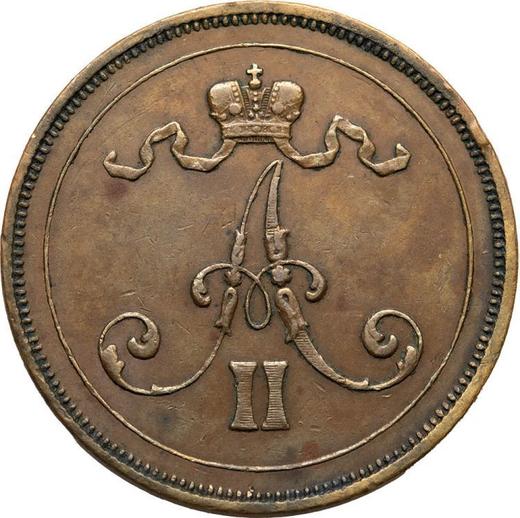 Аверс монеты - 10 пенни 1875 года - цена  монеты - Финляндия, Великое княжество