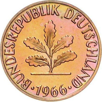 Реверс монеты - 2 пфеннига 1966 года F - цена  монеты - Германия, ФРГ