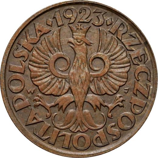 Аверс монеты - Пробные 20 грошей 1923 года WJ Латунь - цена  монеты - Польша, II Республика