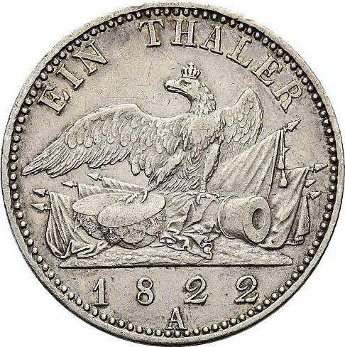 Rewers monety - Talar 1822 A - cena srebrnej monety - Prusy, Fryderyk Wilhelm III
