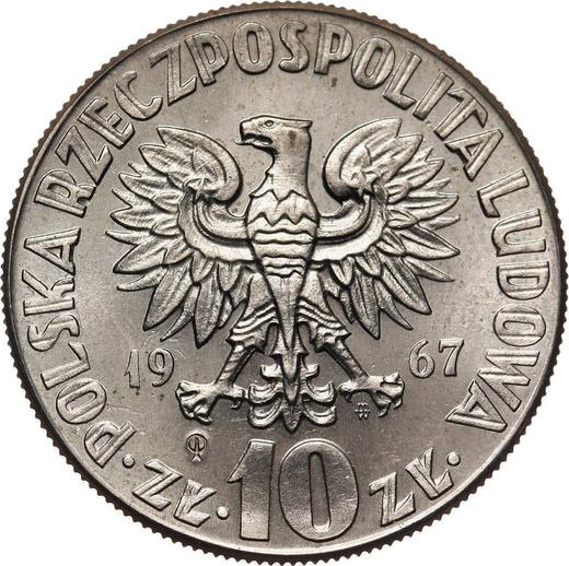 Аверс монеты - Пробные 10 злотых 1967 года MW JG "Николай Коперник" Медно-никель - цена  монеты - Польша, Народная Республика