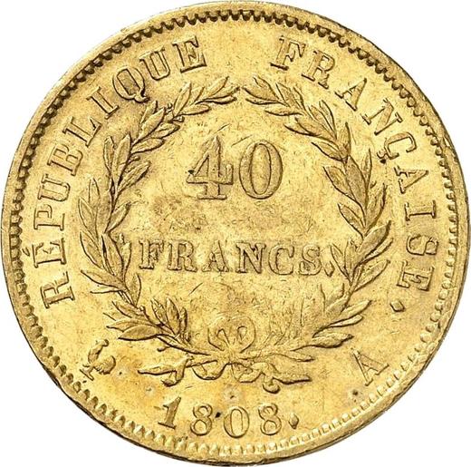 Rewers monety - 40 franków 1808 A "Typ 1807-1808" Paryż - cena złotej monety - Francja, Napoleon I
