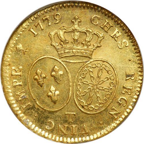 Реверс монеты - Двойной луидор 1779 года T Нант - цена золотой монеты - Франция, Людовик XVI