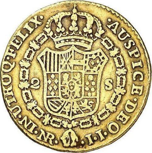Revers 2 Escudos 1801 NR JJ - Goldmünze Wert - Kolumbien, Karl IV
