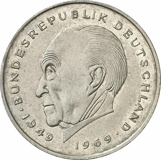 Anverso 2 marcos 1982 F "Konrad Adenauer" - valor de la moneda  - Alemania, RFA
