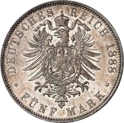 Реверс монеты - 5 марок 1888 года G "Баден" - цена серебряной монеты - Германия, Германская Империя