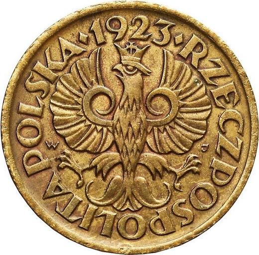 Obverse Pattern 5 Groszy 1923 WJ "President's visit to the mint" Brass Inscription "12 IV 24" -  Coin Value - Poland, II Republic