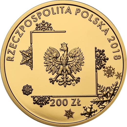 Obverse 200 Zlotych 2018 MW "Polish Olympic Team - PyeongChang 2018" - Gold Coin Value - Poland, III Republic after denomination
