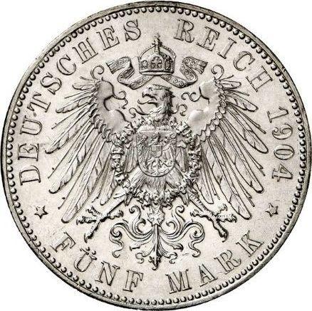 Реверс монеты - 5 марок 1904 года A "Шаумбург-Липпе" - цена серебряной монеты - Германия, Германская Империя