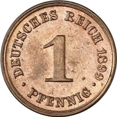 Аверс монеты - 1 пфенниг 1899 года D "Тип 1890-1916" - цена  монеты - Германия, Германская Империя