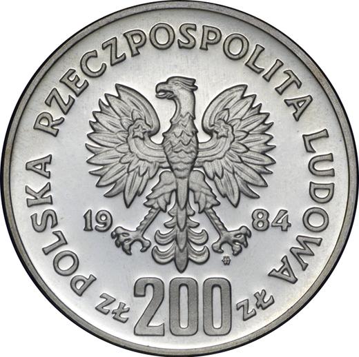 Anverso 200 eslotis 1984 MW "Juegos de la XXIII Olimpiada de Los Angeles 1984" Plata - valor de la moneda de plata - Polonia, República Popular