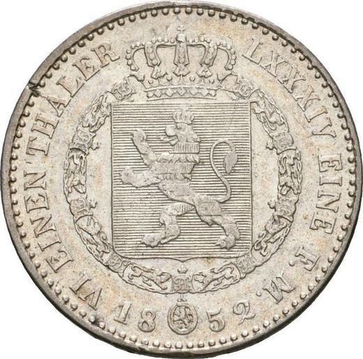 Reverso 1/6 tálero 1852 C.P. - valor de la moneda de plata - Hesse-Cassel, Federico Guillermo