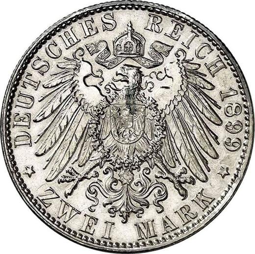 Reverso 2 marcos 1899 J "Hamburg" - valor de la moneda de plata - Alemania, Imperio alemán