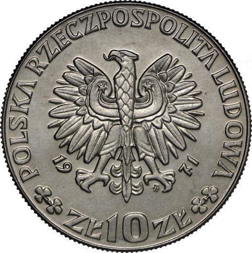 Аверс монеты - Пробные 10 злотых 1971 года MW WK "ФАО" Медно-никель - цена  монеты - Польша, Народная Республика