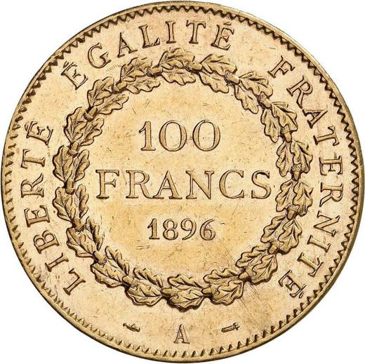 Rewers monety - 100 franków 1896 A "Typ 1878-1914" Paryż - cena złotej monety - Francja, III Republika