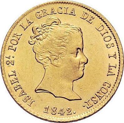 Anverso 80 reales 1842 S RD - valor de la moneda de oro - España, Isabel II