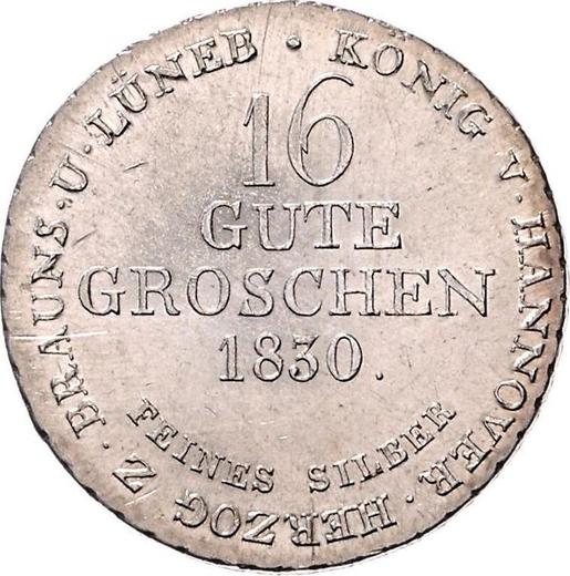 Rewers monety - 16 gute groschen 1830 - cena srebrnej monety - Hanower, Wilhelm IV