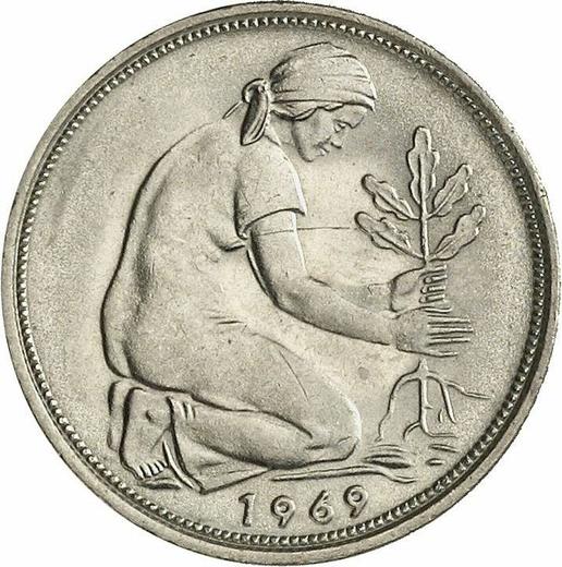Реверс монеты - 50 пфеннигов 1969 года F - цена  монеты - Германия, ФРГ