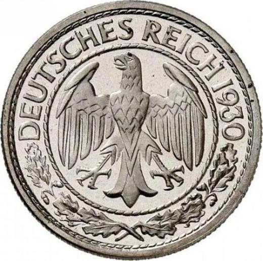 Аверс монеты - 50 рейхспфеннигов 1930 года D - цена  монеты - Германия, Bеймарская республика