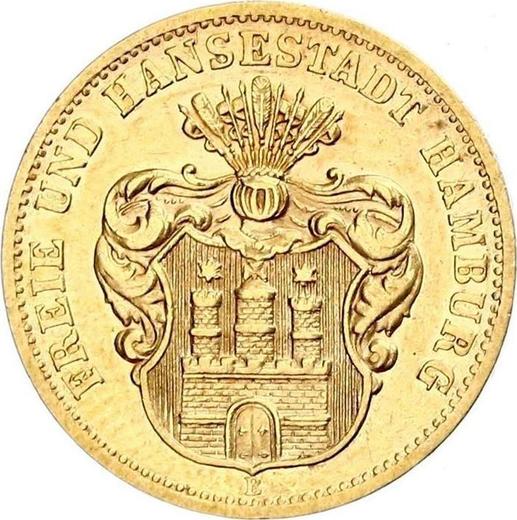 Аверс монеты - 10 марок 1874 года B "Гамбург" - цена золотой монеты - Германия, Германская Империя