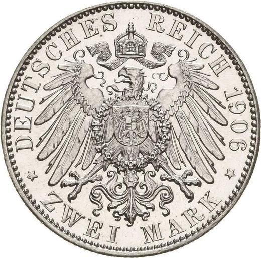 Реверс монеты - 2 марки 1906 года E "Саксония" - цена серебряной монеты - Германия, Германская Империя