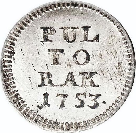 Rewers monety - Półtorak 1753 "Koronny" - cena srebrnej monety - Polska, August III