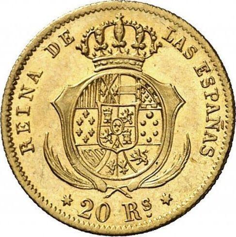 Rewers monety - 20 réales 1861 "Typ 1861-1863" - cena złotej monety - Hiszpania, Izabela II