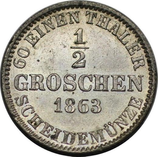 Реверс монеты - 1/2 гроша 1863 года B - цена серебряной монеты - Ганновер, Георг V