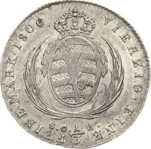 Реверс монеты - 1/3 талера 1806 года S.G.H. - цена серебряной монеты - Саксония-Альбертина, Фридрих Август I