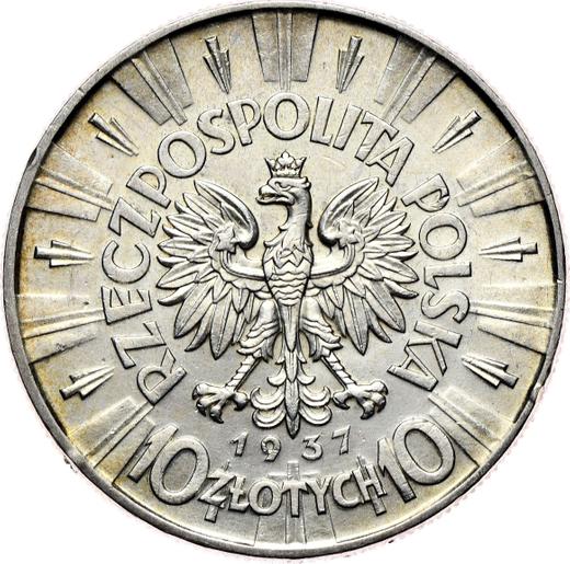 Obverse 10 Zlotych 1937 "Jozef Pilsudski" - Silver Coin Value - Poland, II Republic