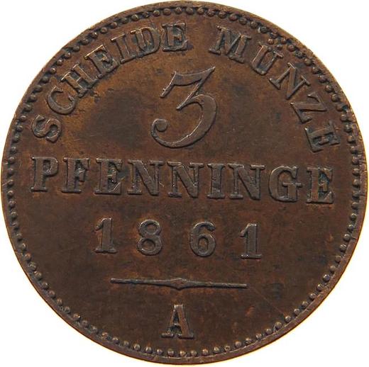 Reverso 3 Pfennige 1861 A - valor de la moneda  - Prusia, Guillermo I
