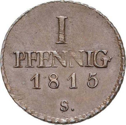 Реверс монеты - 1 пфенниг 1815 года S - цена  монеты - Саксония-Альбертина, Фридрих Август I