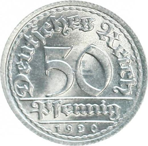 Anverso 50 Pfennige 1920 F - valor de la moneda  - Alemania, República de Weimar