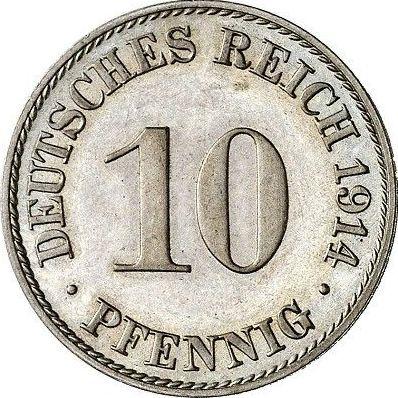 Аверс монеты - 10 пфеннигов 1914 года A "Тип 1890-1916" - цена  монеты - Германия, Германская Империя