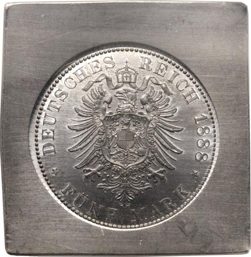 Аверс монеты - 5 марок 1888 года A "Пруссия" Клипа Односторонний оттиск - цена  монеты - Германия, Германская Империя