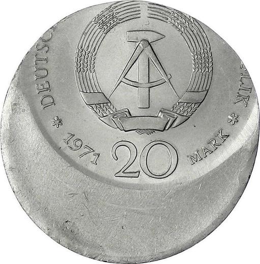 Reverse 20 Mark 1971 A "Ernst Thälmann" Off-center strike -  Coin Value - Germany, GDR
