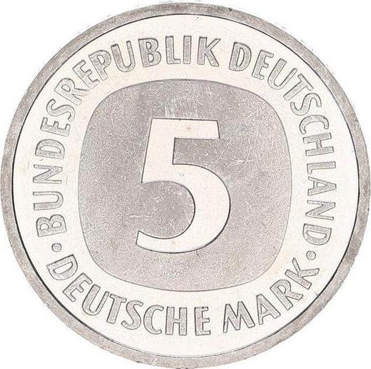 Аверс монеты - 5 марок 1988 года J - цена  монеты - Германия, ФРГ