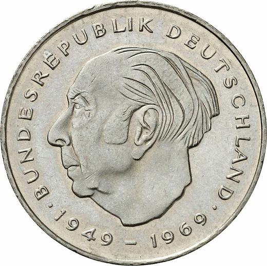 Аверс монеты - 2 марки 1985 года F "Теодор Хойс" - цена  монеты - Германия, ФРГ