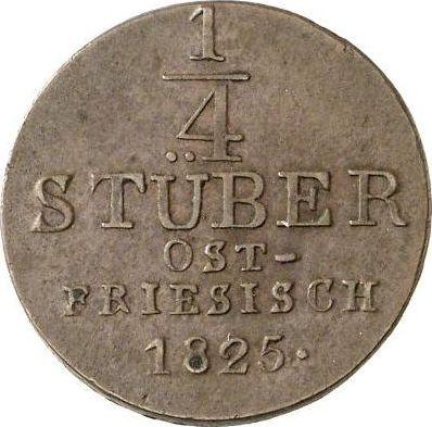 Реверс монеты - 1/4 штюбера 1825 года - цена  монеты - Ганновер, Георг IV