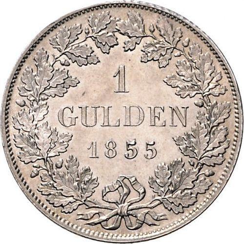 Реверс монеты - 1 гульден 1855 года - цена серебряной монеты - Гессен-Дармштадт, Людвиг III
