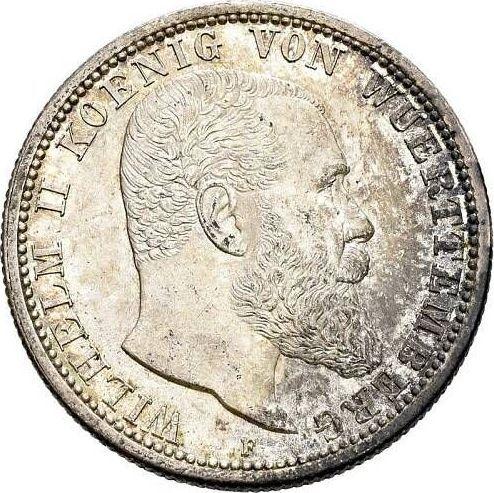 Аверс монеты - 2 марки 1912 года F "Вюртемберг" - цена серебряной монеты - Германия, Германская Империя
