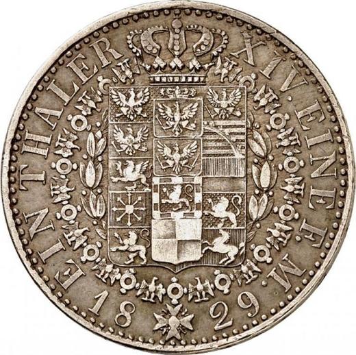 Rewers monety - Talar 1829 D - cena srebrnej monety - Prusy, Fryderyk Wilhelm III