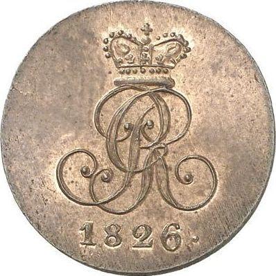 Аверс монеты - 1 пфенниг 1826 года B - цена  монеты - Ганновер, Георг IV