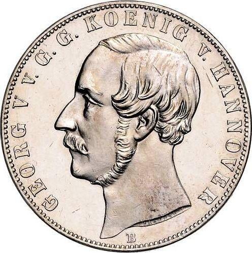 Аверс монеты - 2 талера 1866 года B - цена серебряной монеты - Ганновер, Георг V