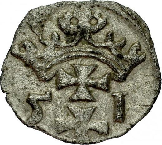 Реверс монеты - Денарий 1551 года "Гданьск" - цена серебряной монеты - Польша, Сигизмунд II Август
